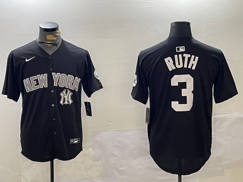Men New York Yankees 3 Ruth Black Game 2024 Nike MLB Jersey style 12022